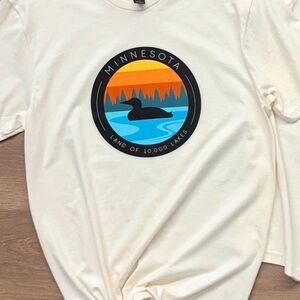 Gildan Cream Minnesota Land of 10,000 Lakes Graphic T-Shirt